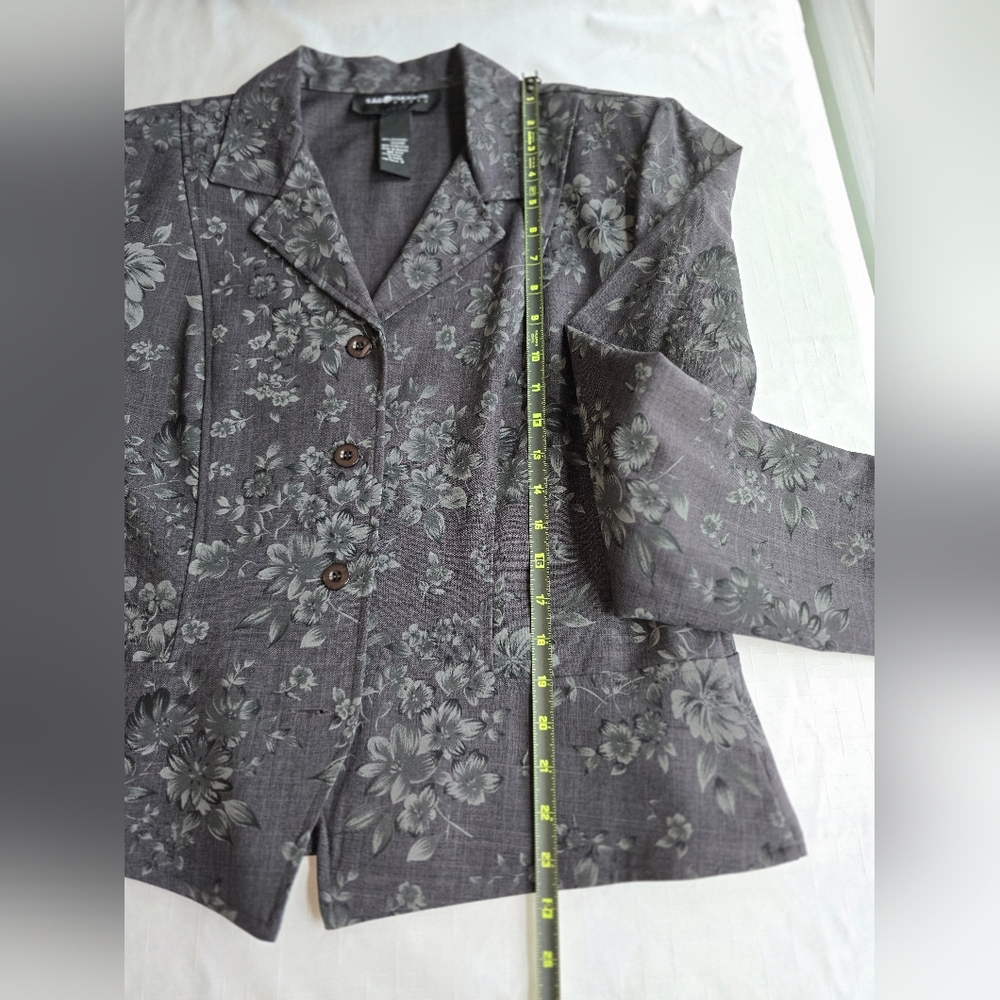 Sag Harbor Floral Gray Blazer Office Party Business NWT Sz 16 - Picture 6 of 9
